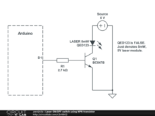Laser ON/OFF switch using NPN transistor