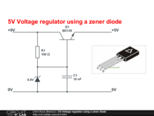 5V Voltage regulator using a zener diode