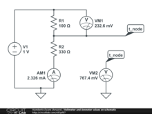 Voltmeter and Ammeter values on schematic
