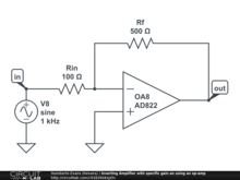 Inverting Amplifier: How to build and simulate op-amp circuit with a specific gain