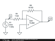 Op-amp inverting amplifier by CircuitLab.com