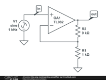 Op-amp noninverting amplifier by CircuitLab.com