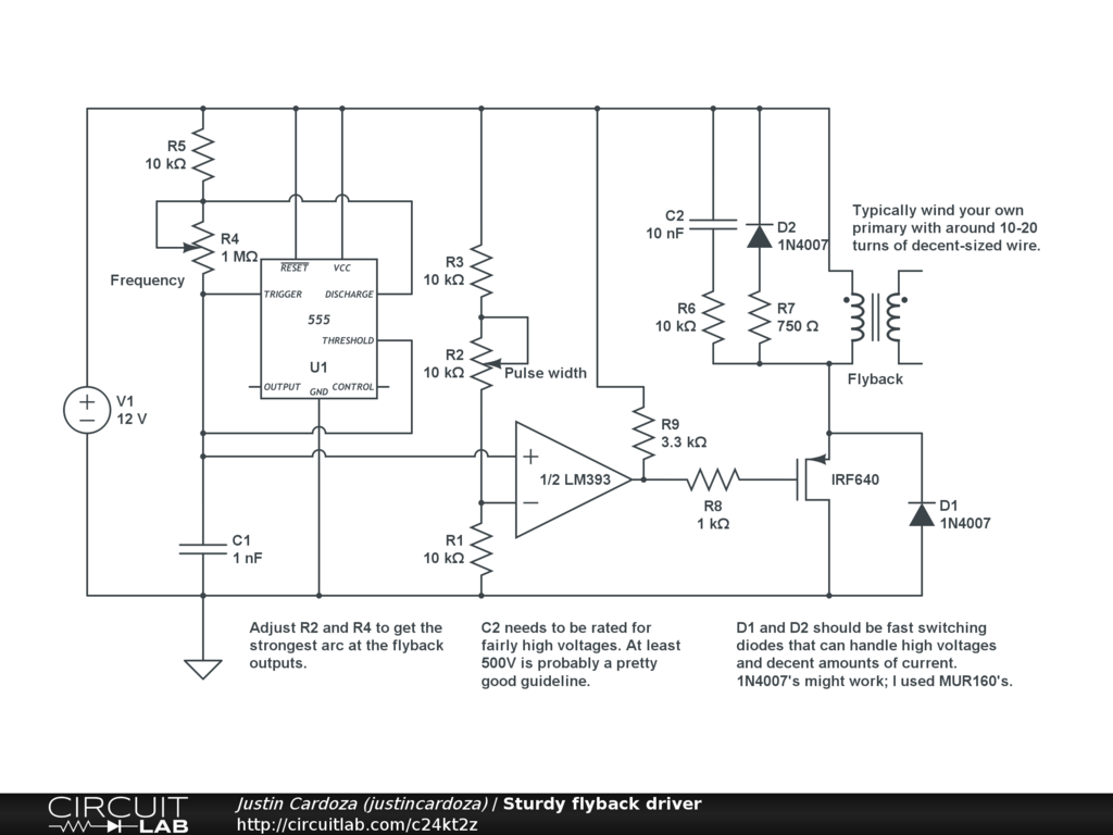 High Voltage Flyback Transformer Circuit Circuit Diagram