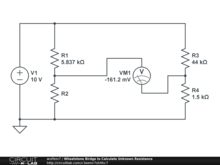 Wheatstone Birdge to Calculate Unknown Resistance