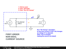 DC Sweep of First-Order Non-Ideal Current Source
