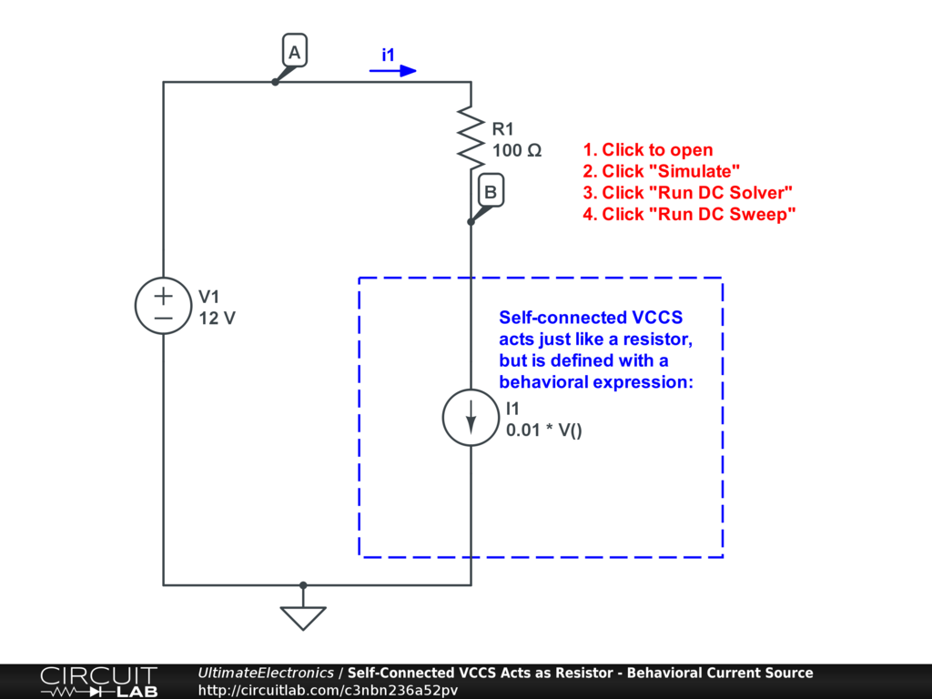Self-Connected VCCS Acts as Resistor - Behavioral Current Source