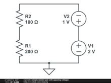 simple resistor pair with opposing voltages