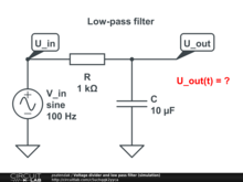 Voltage divider and low pass filter (simulation)