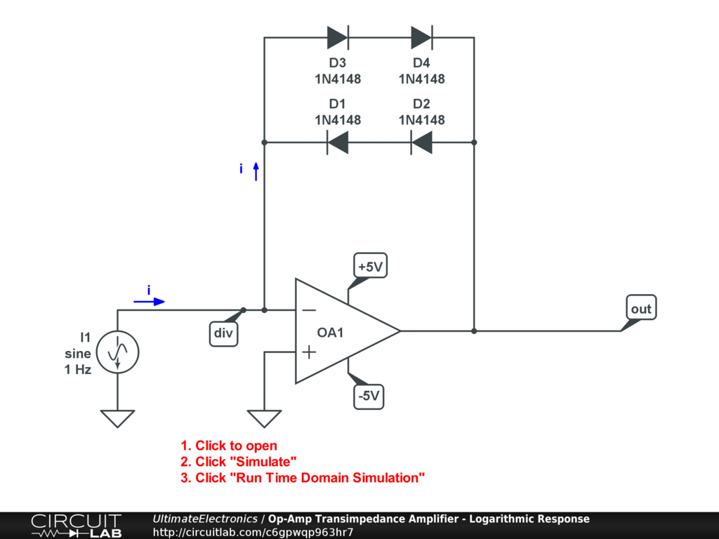 Op-Amp Transimpedance Amplifier - Logarithmic Response