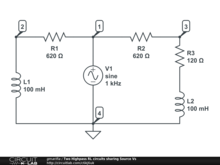 Two Highpass RL circuits sharing Source Vs