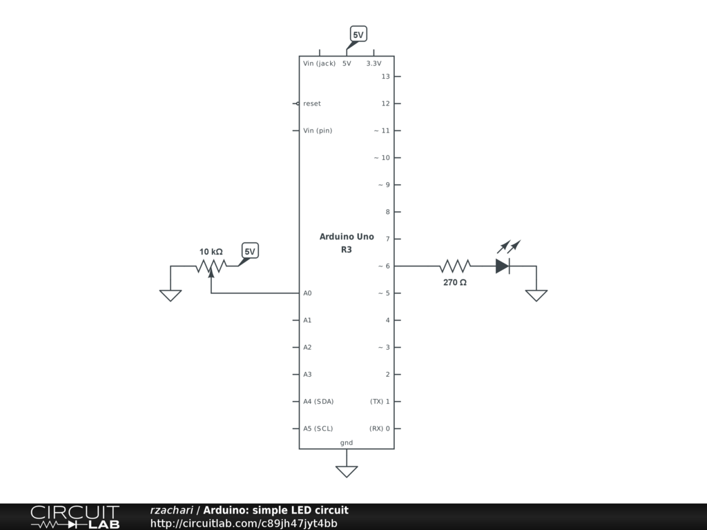 Arduino: simple LED circuit CircuitLab