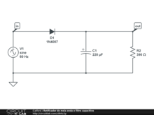 Retificador de meia onda e filtro capacitivo