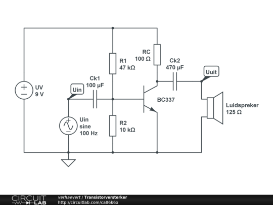 onderwijzen Versnellen Dekbed Transistorversterker - CircuitLab