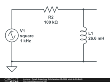 Circuit de derivare RL in tensiune (R=100k ohmi; L=26,6mH)