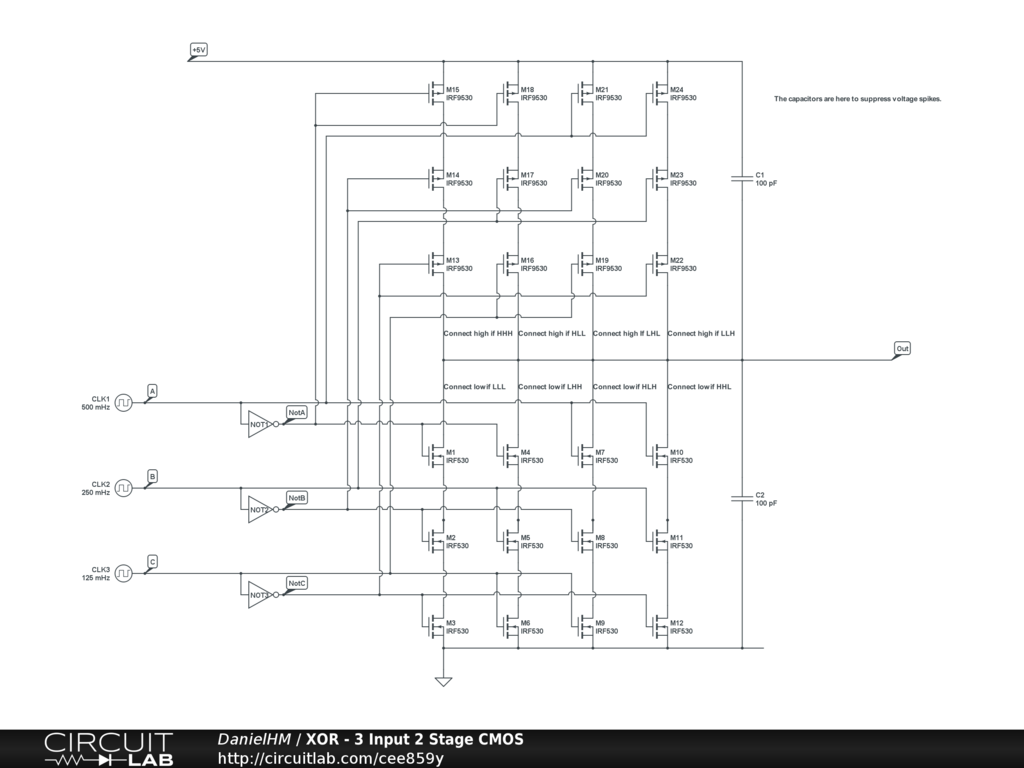 Xor 3 Input 2 Stage Cmos Circuitlab