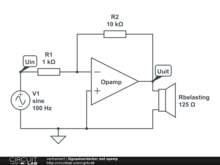 Signaalversterker met opamp