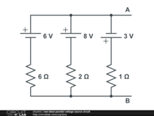 non-ideal parallel voltage source circuit