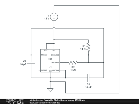 Astable Multivibrator Using 555 Timer Circuitlab