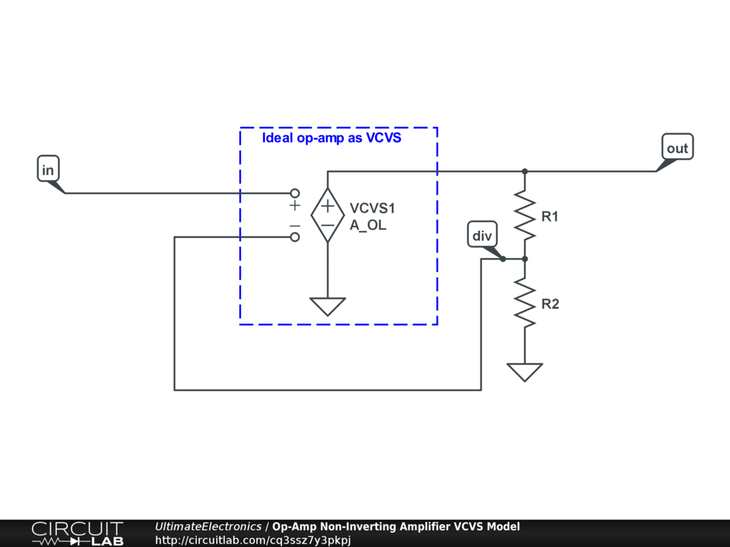 Op-Amp Non-Inverting Amplifier VCVS Model