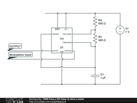 PWM from a 555 timer to drive a motor - CircuitLab