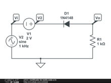 rectificador de media onda a 2v