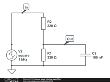 Square wave into low-pass filter