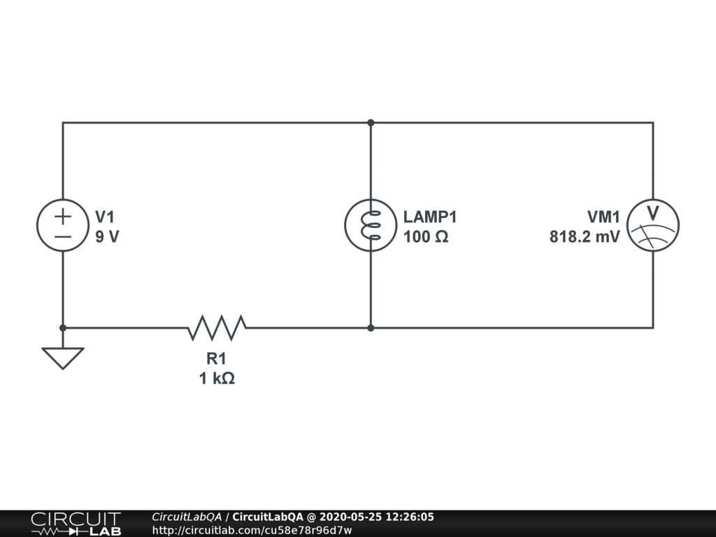 Missing ground node voltage source, light bulb, resistor Electronics