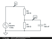 Square wave into low-pass filter
