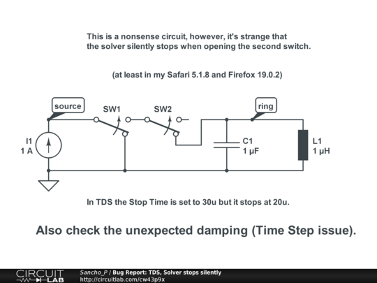 Bug Report: TDS, Solver stops silently - CircuitLab
