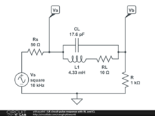 LR circuit pulse response with RL and CL