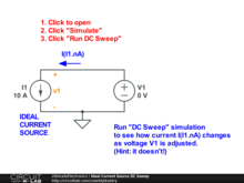 Ideal Current Source DC Sweep