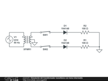 Simulación del transformador monofásico con toma intermedia