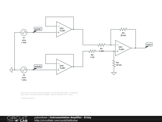 Instrumentation Amplifier - Kristy - CircuitLab